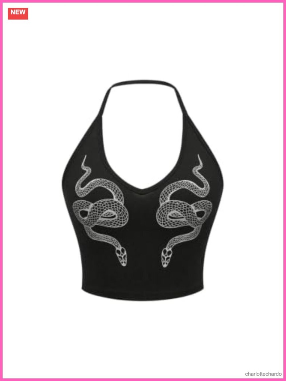 Women's Y2K Halter Snake Print Fitted Gothic Crop Cami Top